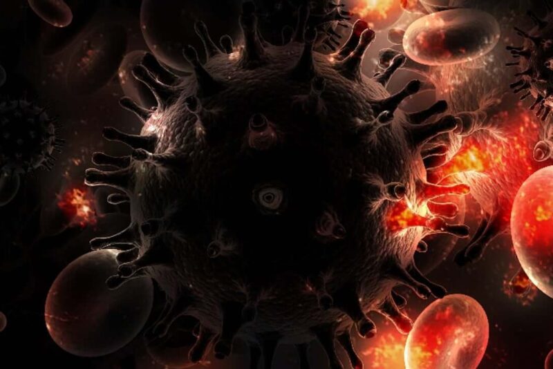 A photo of HIV cells