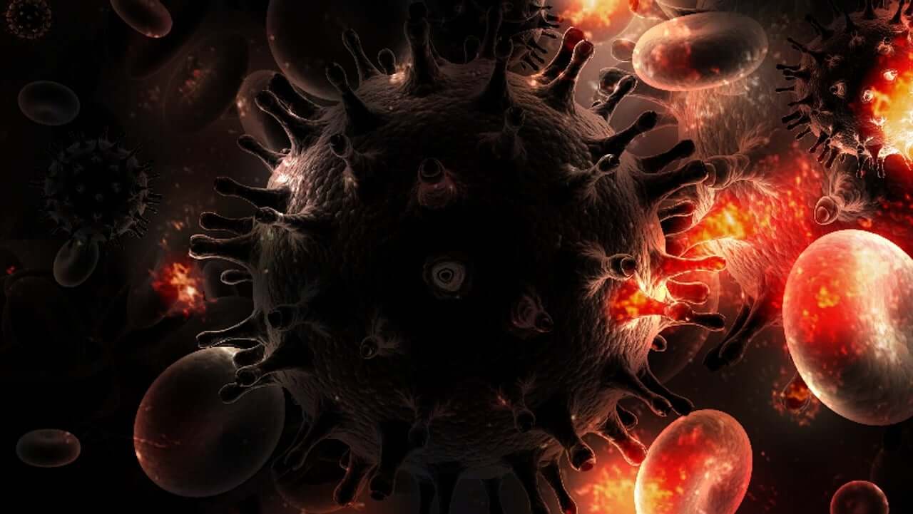 A photo of HIV cells